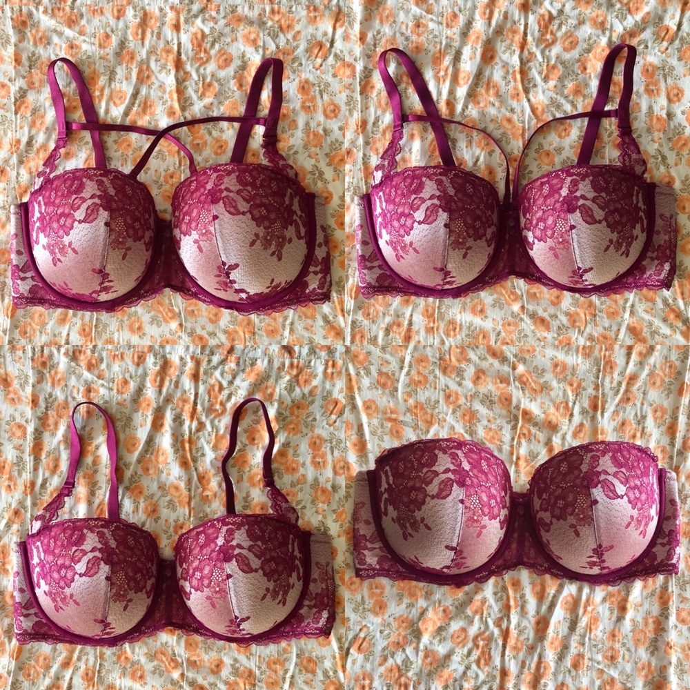 Torrid Convertible Strapless Bra 44DDD Pink Lace